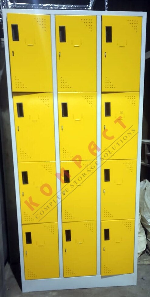 12 Lockers with Cam Locks, Concealed Plastic Handles & Perforation